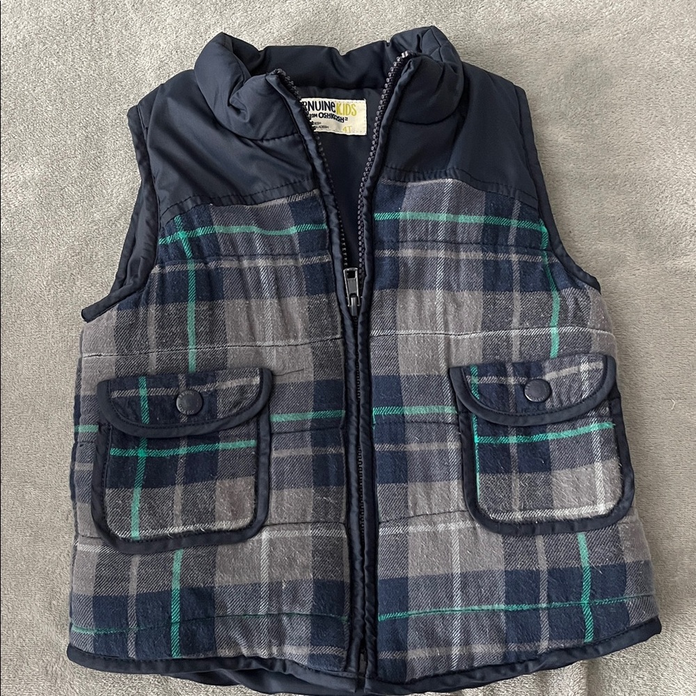 OshKosh B'gosh Blue and Green Plaid Vest